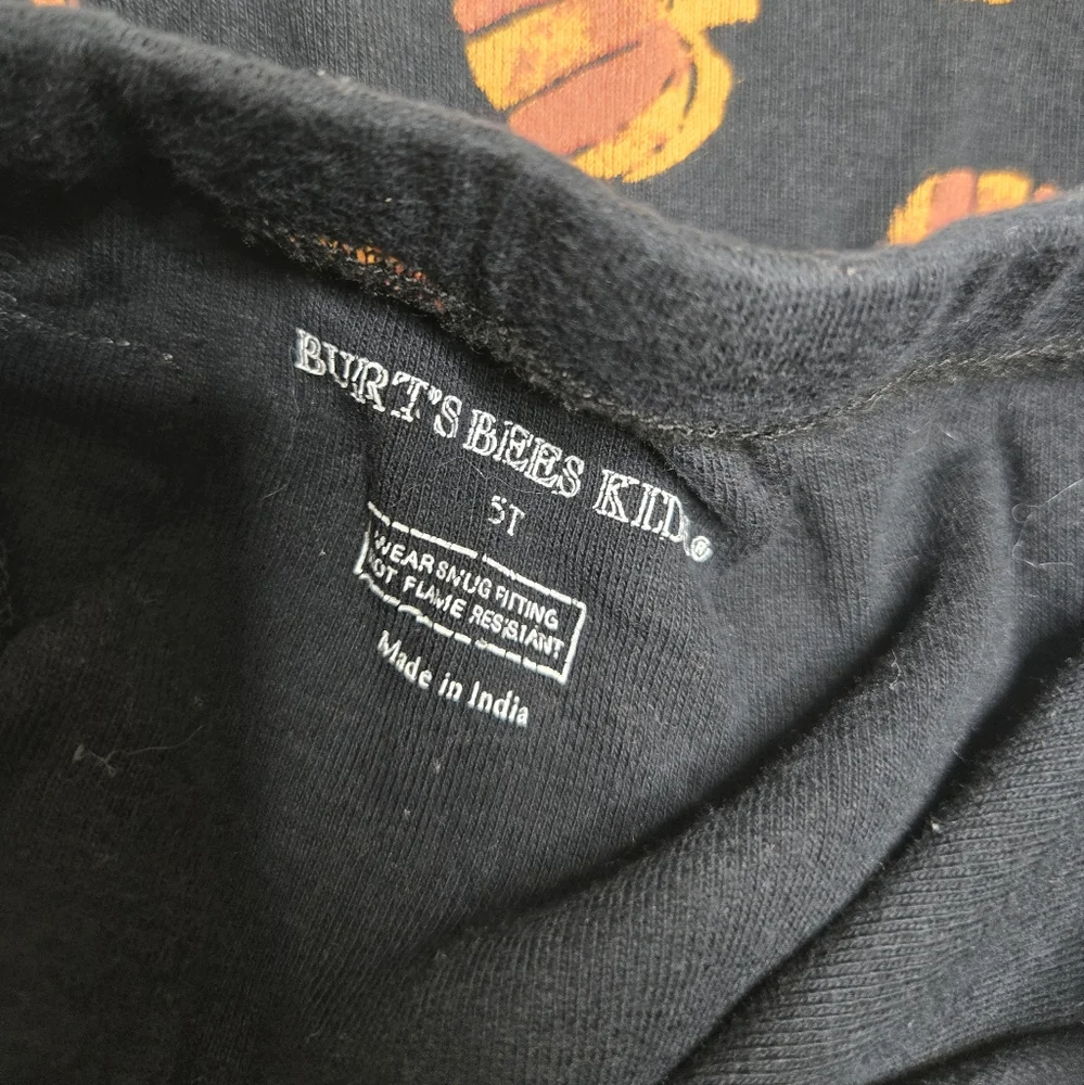 BURTS BEES black 2 piece pumpkin fall snug fit organic cotton‎ pajama set 5T